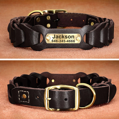 🐶 Personalisiertes Leder-Hundehalsband mit Namensgravur – Verstellbar & robust