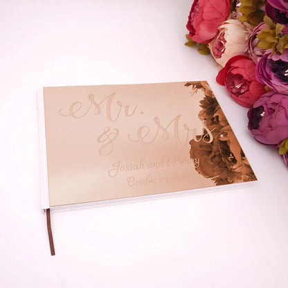 Personalisiertes Hochzeits-Gästebuch 25×18 cm – Acryl-Einband, Wunschbuch, Verlobung