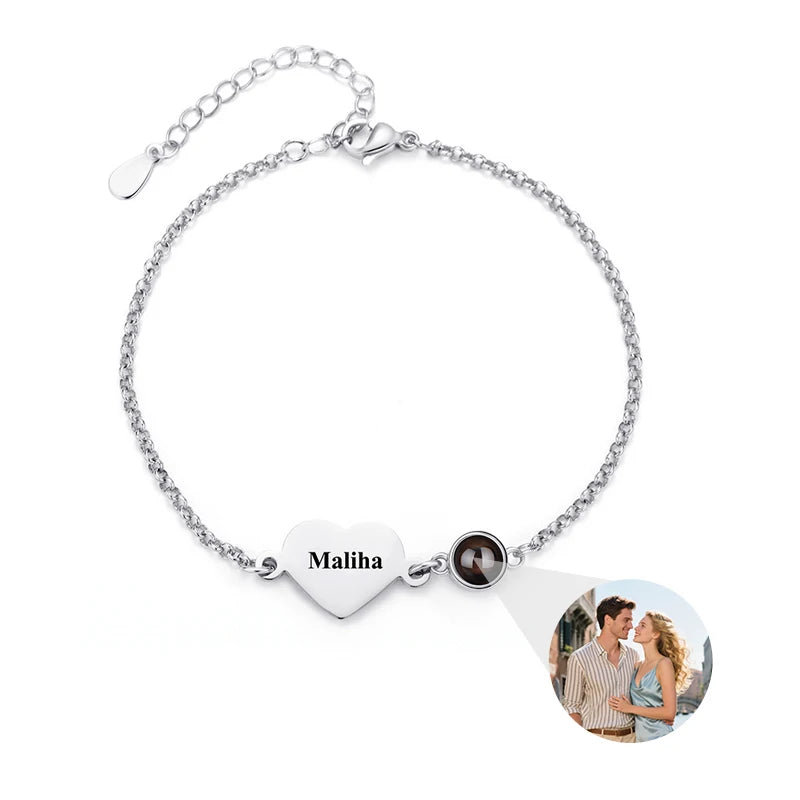 💖 Personalisiertes Foto Armband mit Name – 📸 Projektionsarmband mit Bild im Inneren – 🎁 Emotionales Geschenk für Frauen & beste Freunde
