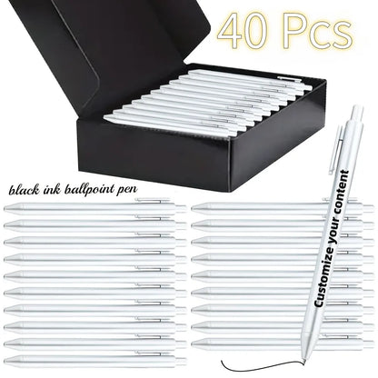 🖊️ Personalisiertes Luxus Kugelschreiber Set mit Gravur – 🎁 Schwarze Geschenkbox & Lasergravur – ✨ Business Geschenk 10 / 40 Stück