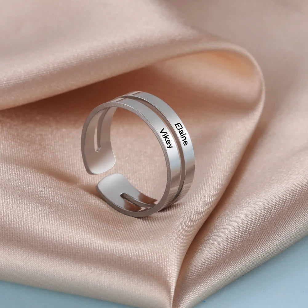 ✨ Personalisierter Ring mit Gravur – Namensring aus Edelstahl für Paare, Geschenk für Liebe & Familie