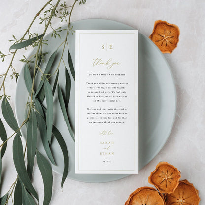 ✨ Personalisierte, minimalistische Dankes-Tischkarte – Elegante Hochzeit & Party