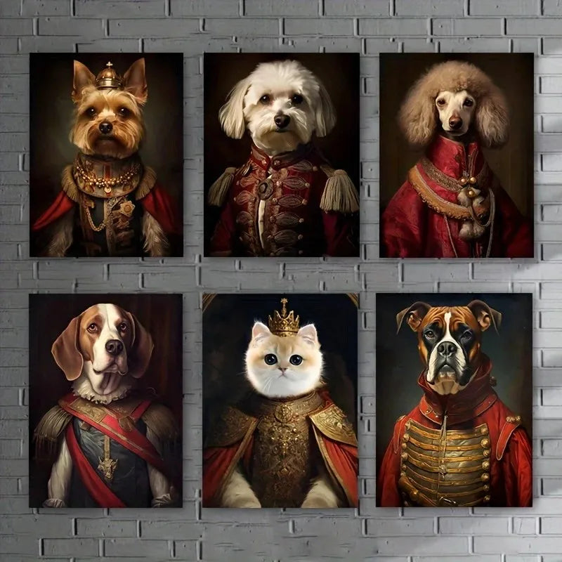✨ Personalisiertes Haustier-Portrait auf Leinwand – Königliches Hunde- & Katzenportrait im Renaissance-Stil