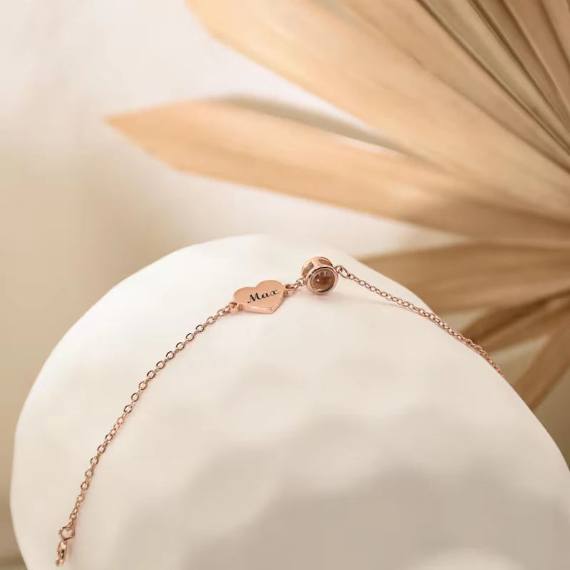 💖 Personalisiertes Foto Armband mit Name – 📸 Projektionsarmband mit Bild im Inneren – 🎁 Emotionales Geschenk für Frauen & beste Freunde