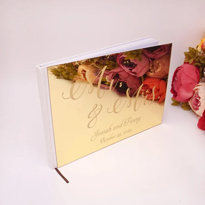 Personalisiertes Hochzeits-Gästebuch 25×18 cm – Acryl-Einband, Wunschbuch, Verlobung