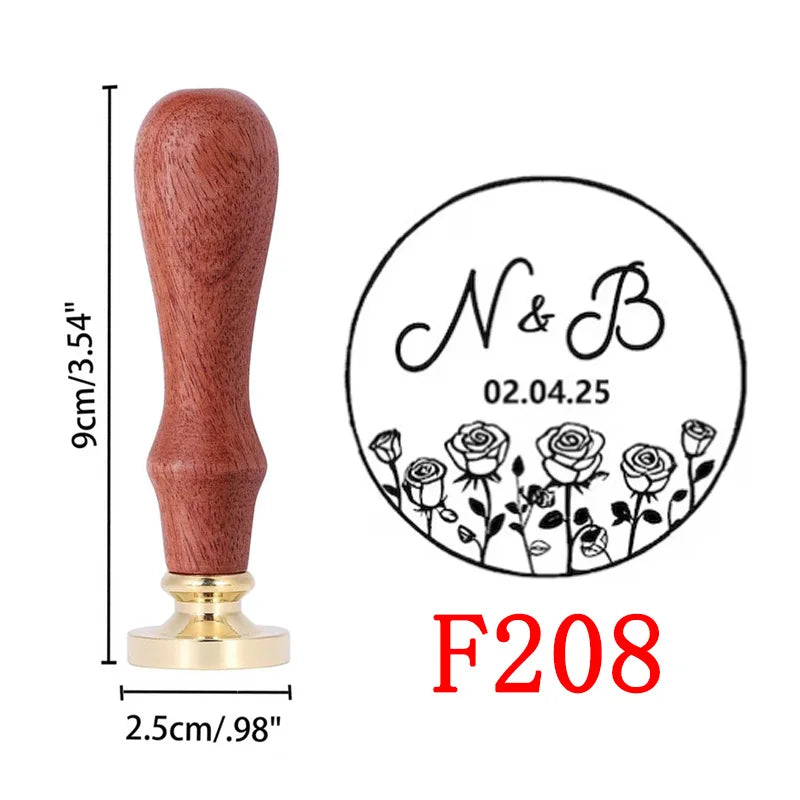 🕯️ Personalisierter Wachssiegel Stempel Set mit Holzgriff – 💍 Individueller Logo & Initialen Siegelstempel für Hochzeitseinladung – ✨ Vintage Wachs Siegel DIY Set