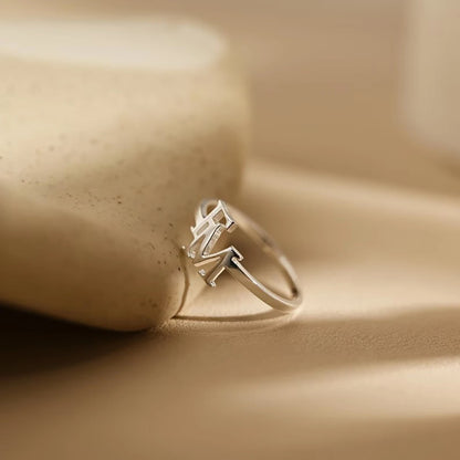❤️ Personalisierter offener Ring mit doppelten Initialen aus Edelstahl – Individueller Damen- & Partnerring