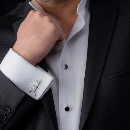💎 Personalisierte Manschettenknöpfe mit Namen (2er Set) – 👔 Edelstahl Herren Manschettenknöpfe für Hochzeit, Bräutigam & Trauzeugen – 🎁 Individuelles Geschenk für Männer