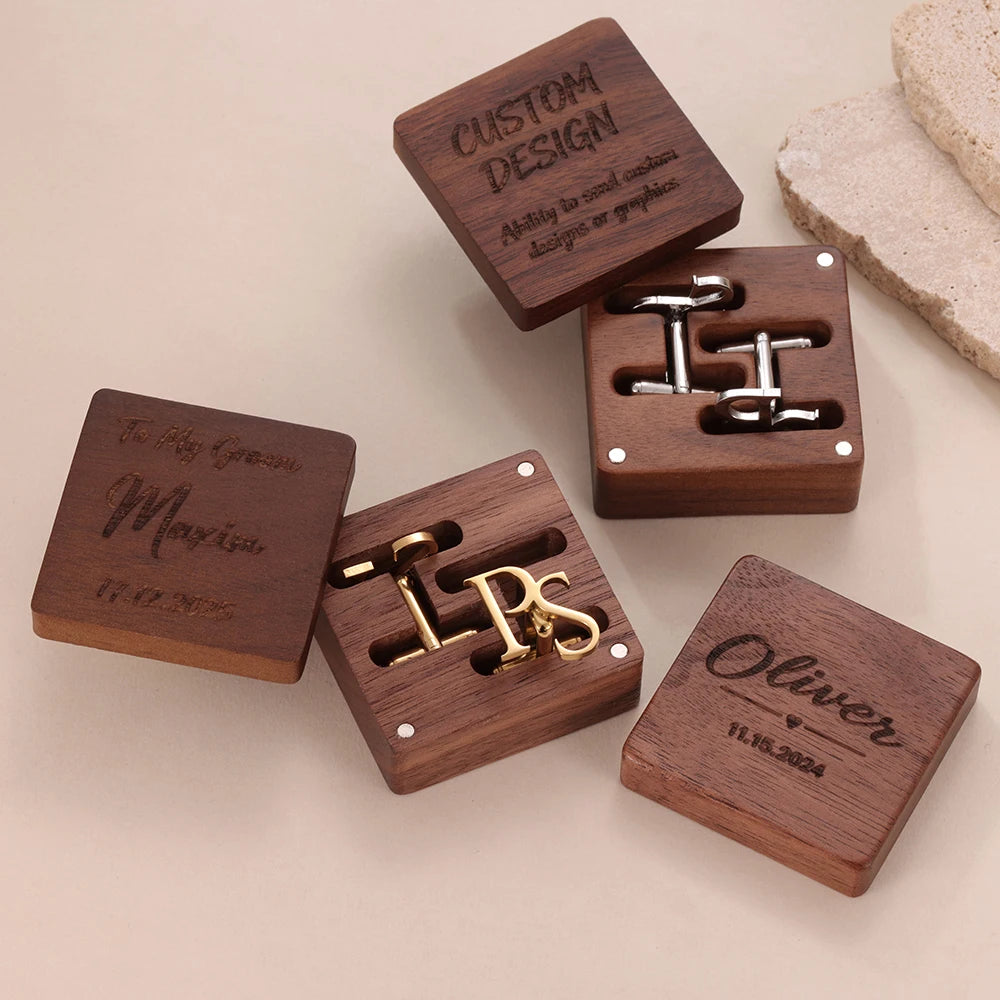 💎 Personalisierte Monogramm Manschettenknöpfe mit Initialen (2er Set) – 👔 Gravierte Edelstahl Manschettenknöpfe für Herren – 🎁 Romantisches Geschenk zum Valentinstag