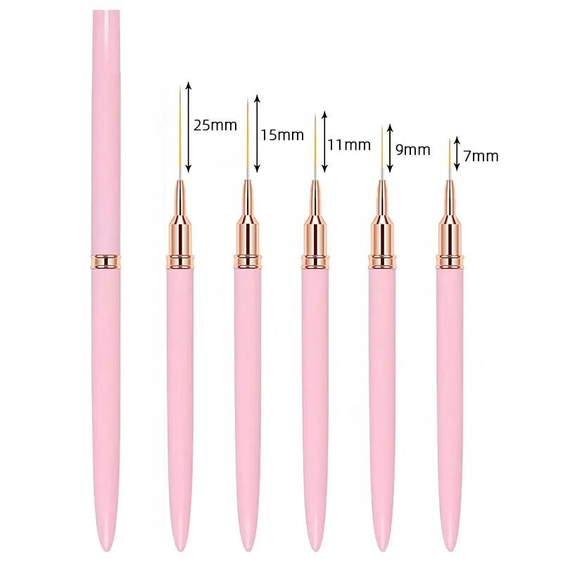 Professionelles 5-teiliges Nail Art Liner Brush Set – Präzision für kreative Nagelkunst