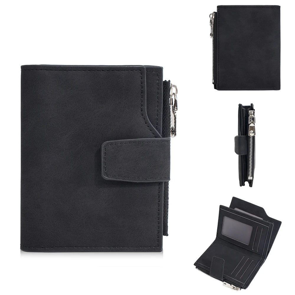 Personalisierte Herren-Geldbörse mit Namensgravur 🖤 Kurze Geldbörse aus Kunstleder mit Münzfach