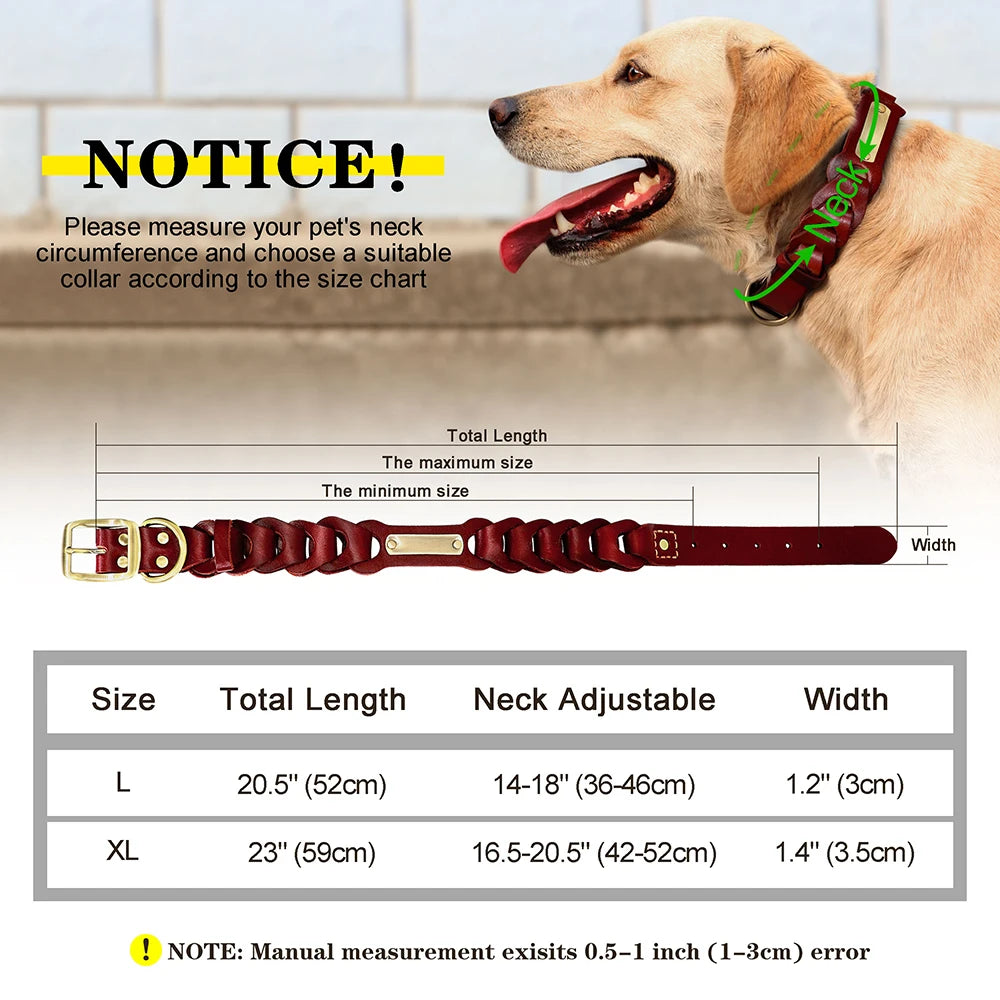 🐶 Personalisiertes Leder-Hundehalsband mit Namensgravur – Verstellbar & robust