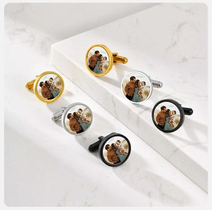 📸 Personalisierte Foto Manschettenknöpfe (2er Set) – 👔 Manschettenknöpfe mit eigenem Bild – 🎁 Hochzeitsgeschenk für Bräutigam & Trauzeuge