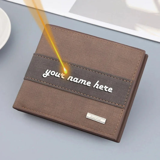 Personalisierte Herren-Geldbörse aus Kunstleder mit Namensgravur und Kartenhalter im minimalistischen Design