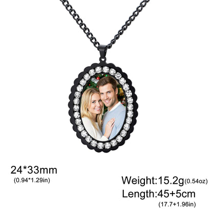 Personalisierte Halskette mit Foto 💕 Individueller Foto-Anhänger aus Edelstahl in Gold, Silber oder Schwarz