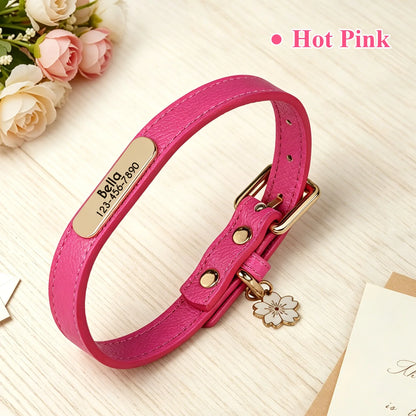 Personalisiertes Hundehalsband aus PU-Leder 🐶 Weiches Halsband mit Namensgravur für Hunde & Katzen