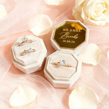 ✨ Personalisierte Samt-Ringbox mit Acryl-Topper – Elegante Ringbox für Verlobung & Hochzeit
