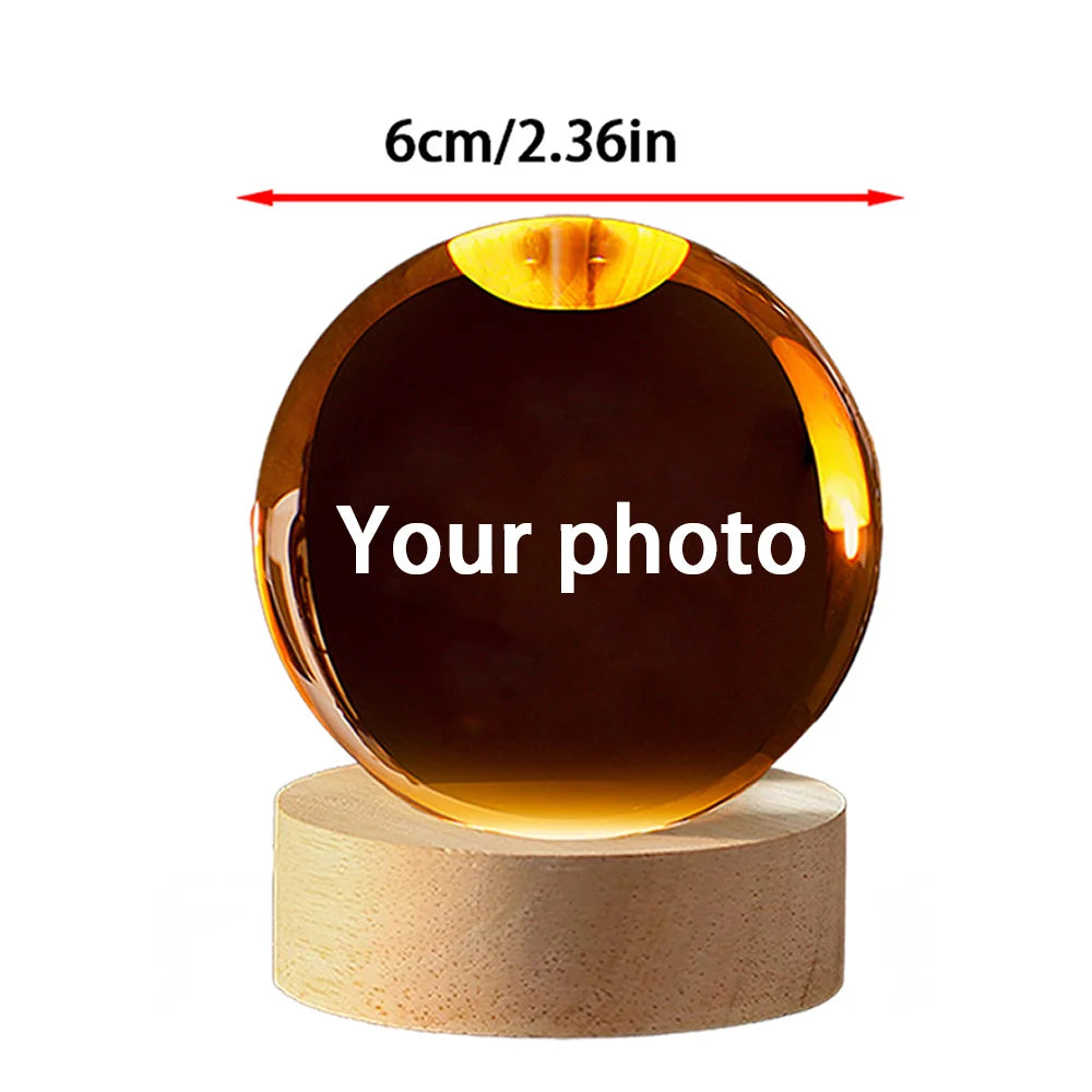 🔮 Benutzerdefiniertes Kristallkugel Foto LED Nachtlicht – Persönliche Dekoration & Geschenk
