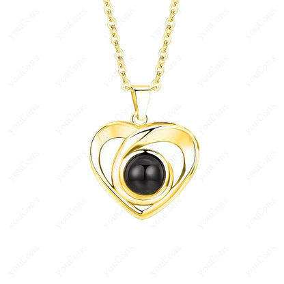 ❤️ Personalisierte Foto Projektions Halskette mit eigenem Bild – Edelstahl Kette für Damen in verschiedenen Designs