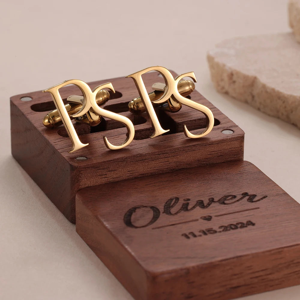 💎 Personalisierte Monogramm Manschettenknöpfe mit Initialen (2er Set) – 👔 Gravierte Edelstahl Manschettenknöpfe für Herren – 🎁 Romantisches Geschenk zum Valentinstag