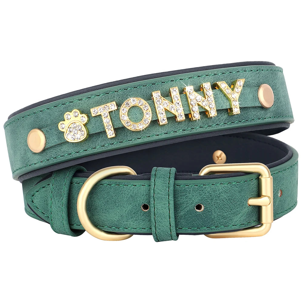 Personalisiertes Leder-Hundehalsband 🐾 Verstellbares Halsband mit Namensanhänger für kleine & mittelgroße Hunde