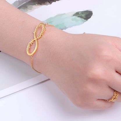 💖 Personalisiertes Unendlichkeitsarmband mit Namen – ♾️ Edelstahl Namensarmband für Damen – 🎁 Familienarmband & Geschenk für Mama