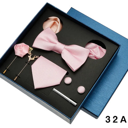 👔 Krawatte Set Herren mit Einstecktuch & Manschettenknöpfen – 🎁 Elegante Krawatte für Hochzeit & Business – ✨ Geschenkset für Männer