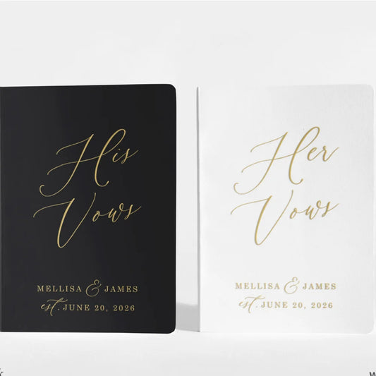 💍 Personalisierte Ehegelübde Bücher (2er Set) – 📖 Gelübdebuch für Braut & Bräutigam – ✨ Hochzeitsgelübde mit Goldfoliendruck