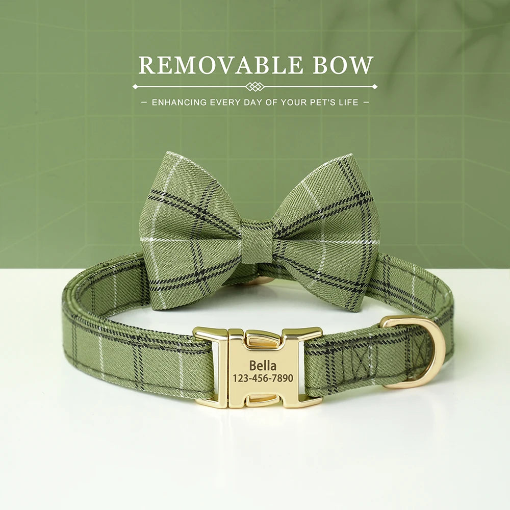 🐶 Personalisiertes Hundehalsband mit Fliege & Gravur – Name + Telefonnummer