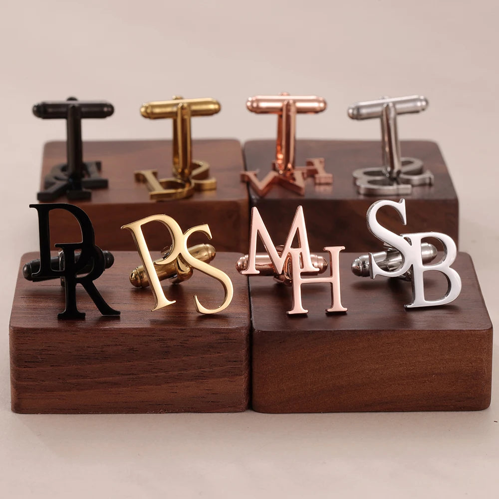 💎 Personalisierte Monogramm Manschettenknöpfe mit Initialen (2er Set) – 👔 Gravierte Edelstahl Manschettenknöpfe für Herren – 🎁 Romantisches Geschenk zum Valentinstag