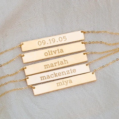 💖 Personalisierte Bar Halskette mit Namen – ✨ Gravierte Edelstahl Kette für Damen – 🎁 Individuelles Geschenk für Frauen