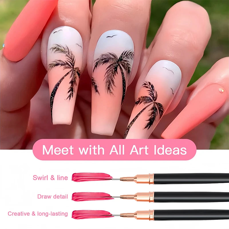 Professionelles 5-teiliges Nail Art Liner Brush Set – Präzision für kreative Nagelkunst