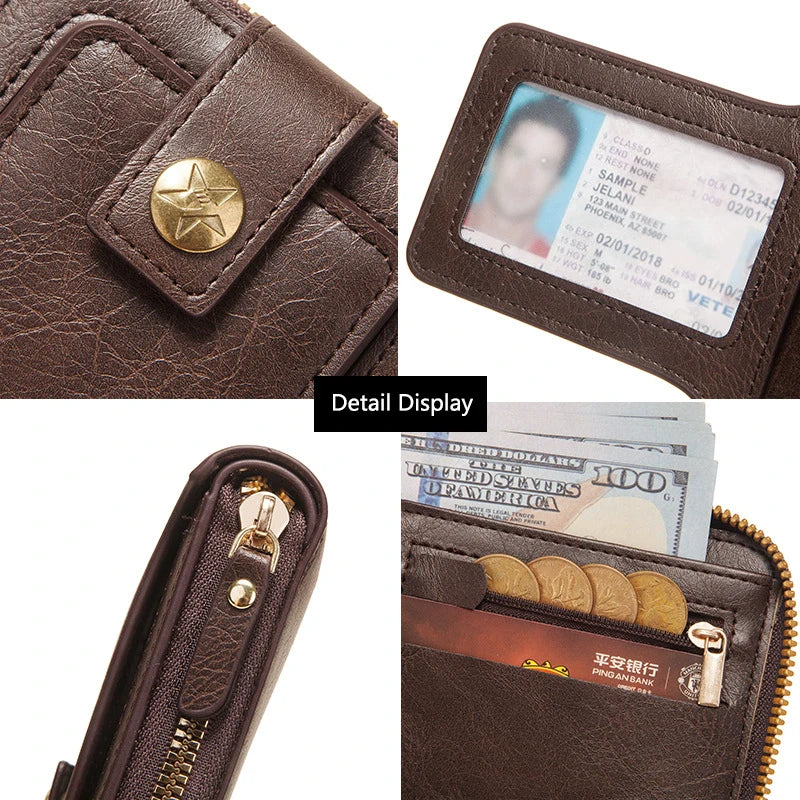 Personalisierte Herren-Geldbörse mit Namensgravur 🖤 Kurze Geldbörse aus Kunstleder mit Münzfach
