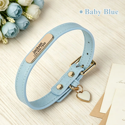 Personalisiertes Hundehalsband aus PU-Leder 🐶 Weiches Halsband mit Namensgravur für Hunde & Katzen