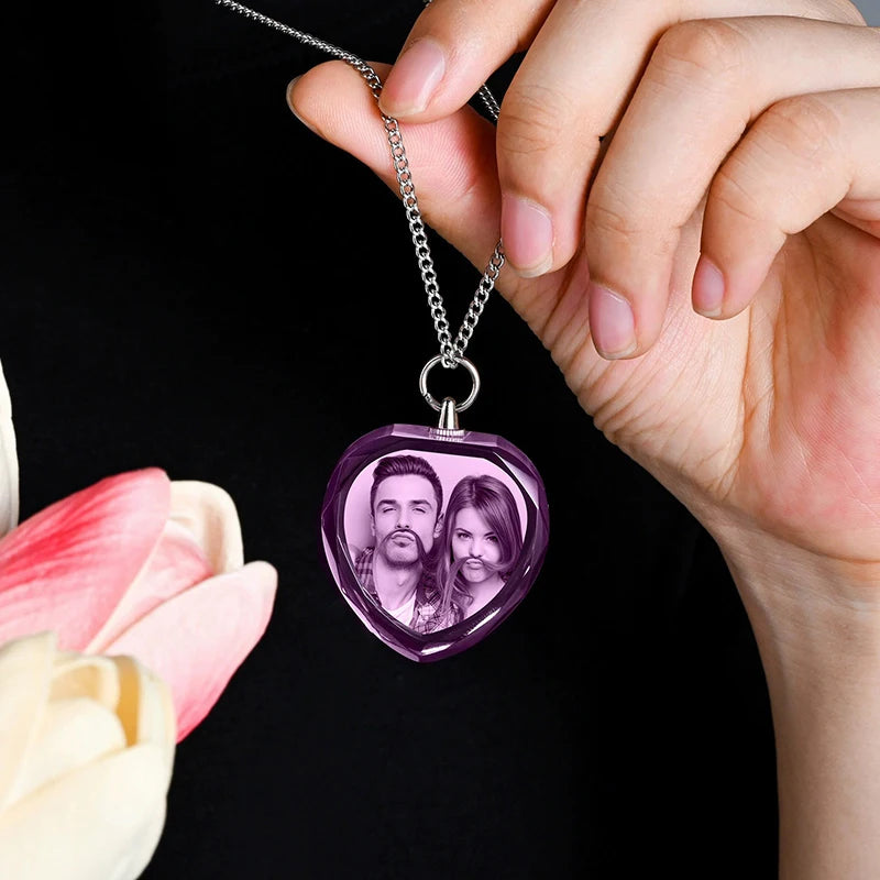 ✨ Personalisiertes 3D-Kristallfoto als Herz-Halskette – Individuelle Foto-Halskette für Frauen & Männer