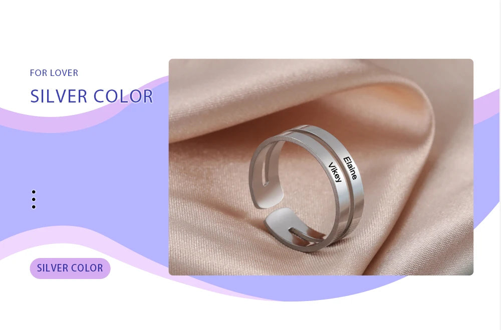 ✨ Personalisierter Ring mit Gravur – Namensring aus Edelstahl für Paare, Geschenk für Liebe & Familie