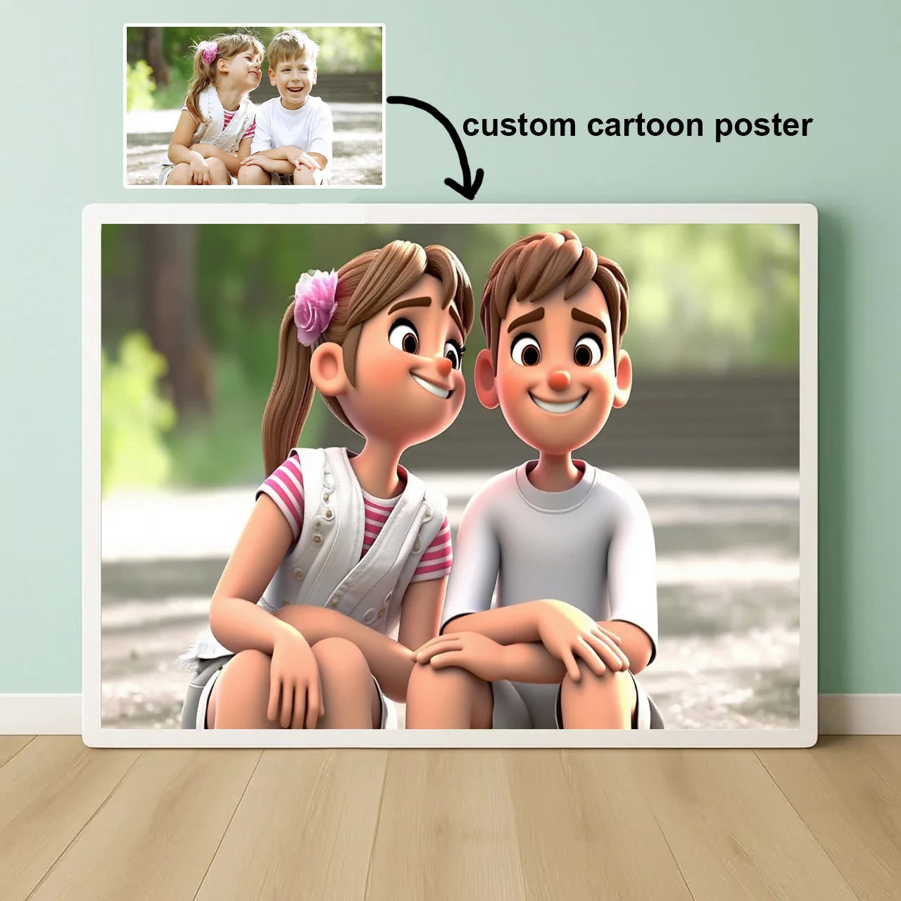 🎨 Personalisiertes Cartoon-Porträt aus Foto – Einzigartige Wandkunst mit Persönlichkeit