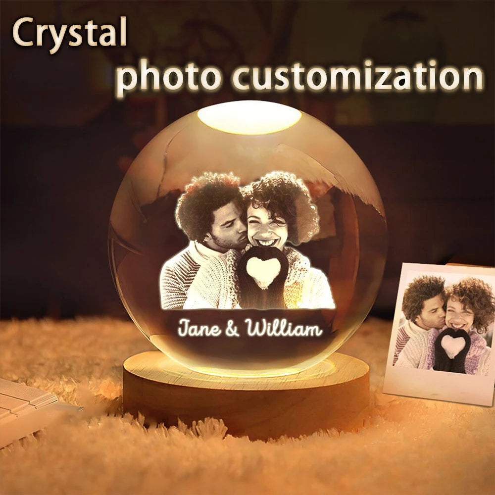 🔮 Benutzerdefiniertes Kristallkugel Foto LED Nachtlicht – Persönliche Dekoration & Geschenk
