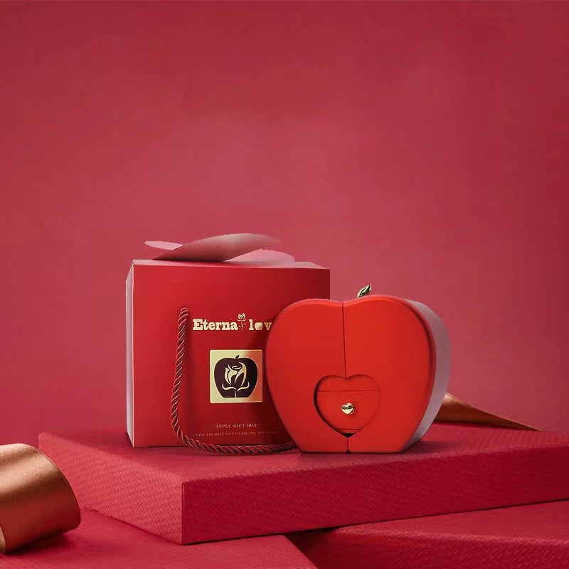 ❤️ Personalisierte Foto Projektions Halskette mit eigenem Bild – Herz Anhänger aus Edelstahl mit Apfelrosen Geschenkbox für Damen & Haustiere