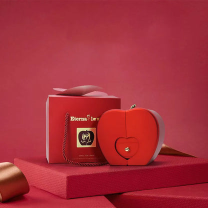 ❤️ Personalisierte Foto Projektions Halskette mit eigenem Bild – Herz Anhänger aus Edelstahl mit Apfelrosen Geschenkbox für Damen & Haustiere
