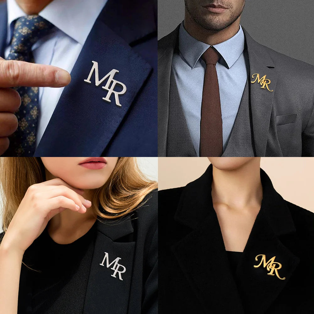💎 Personalisierte Initialen Brosche für Herren – 👔 Edelstahl Buchstaben Anstecknadel für Anzug, Mantel & Pullover – ✨ Individuelles Namensschild Schmuck Accessoire
