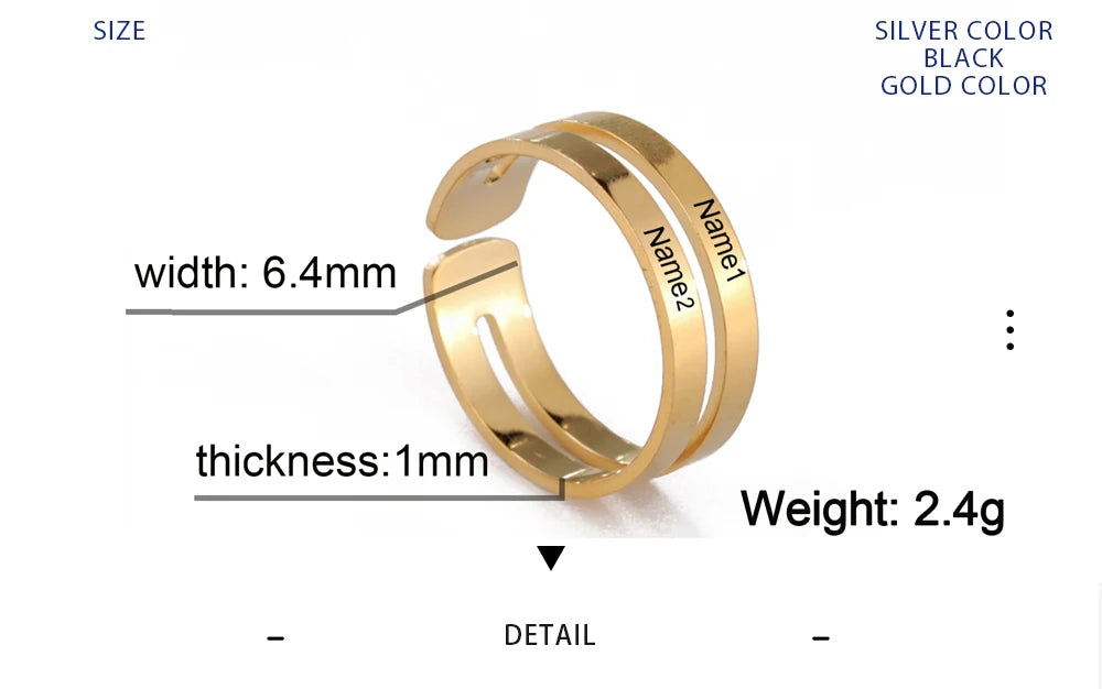✨ Personalisierter Ring mit Gravur – Namensring aus Edelstahl für Paare, Geschenk für Liebe & Familie