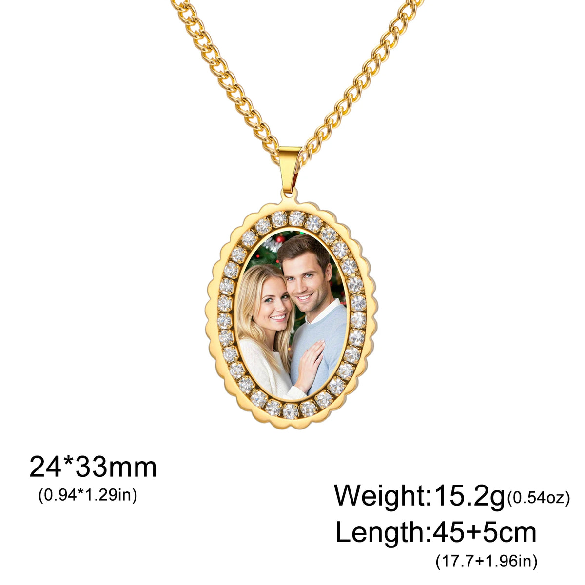 Personalisierte Halskette mit Foto 💕 Individueller Foto-Anhänger aus Edelstahl in Gold, Silber oder Schwarz