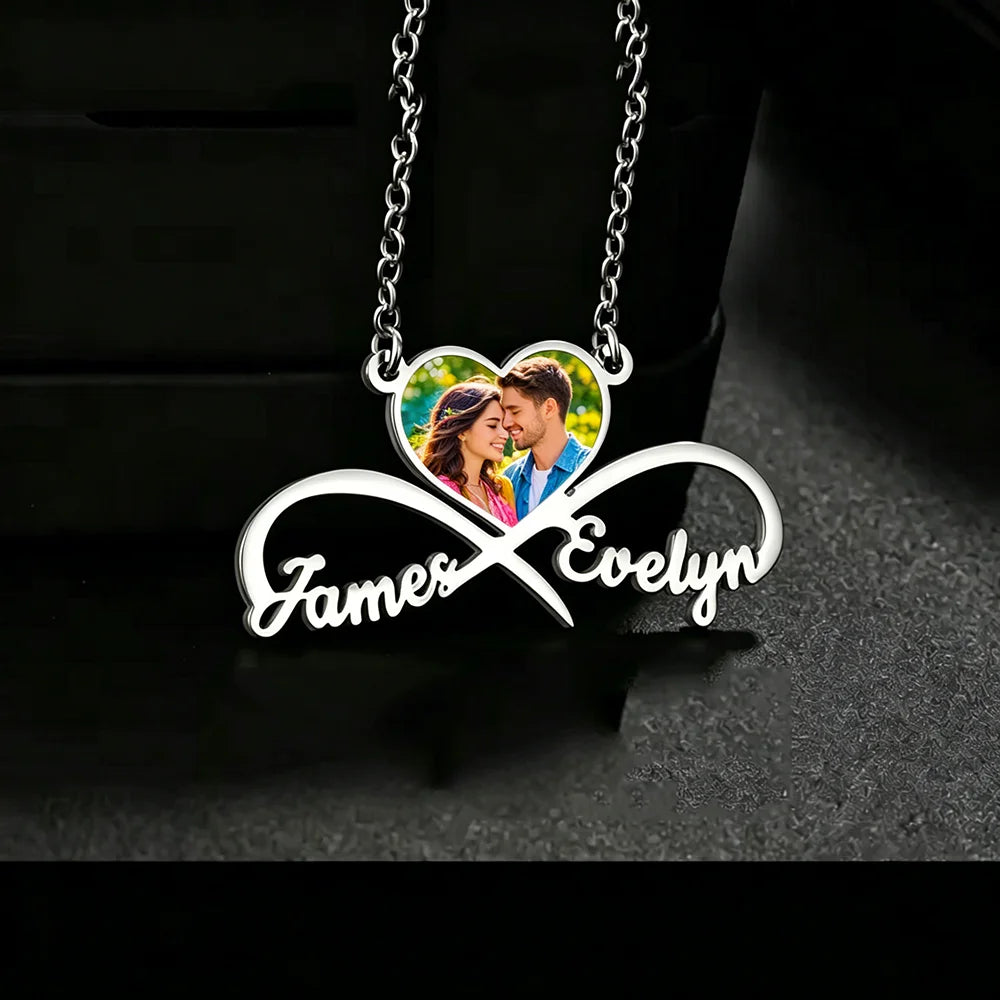❤️ Personalisierte Infinity Doppel-Namenskette aus Edelstahl – Individuelle Partnerkette mit zwei Namen