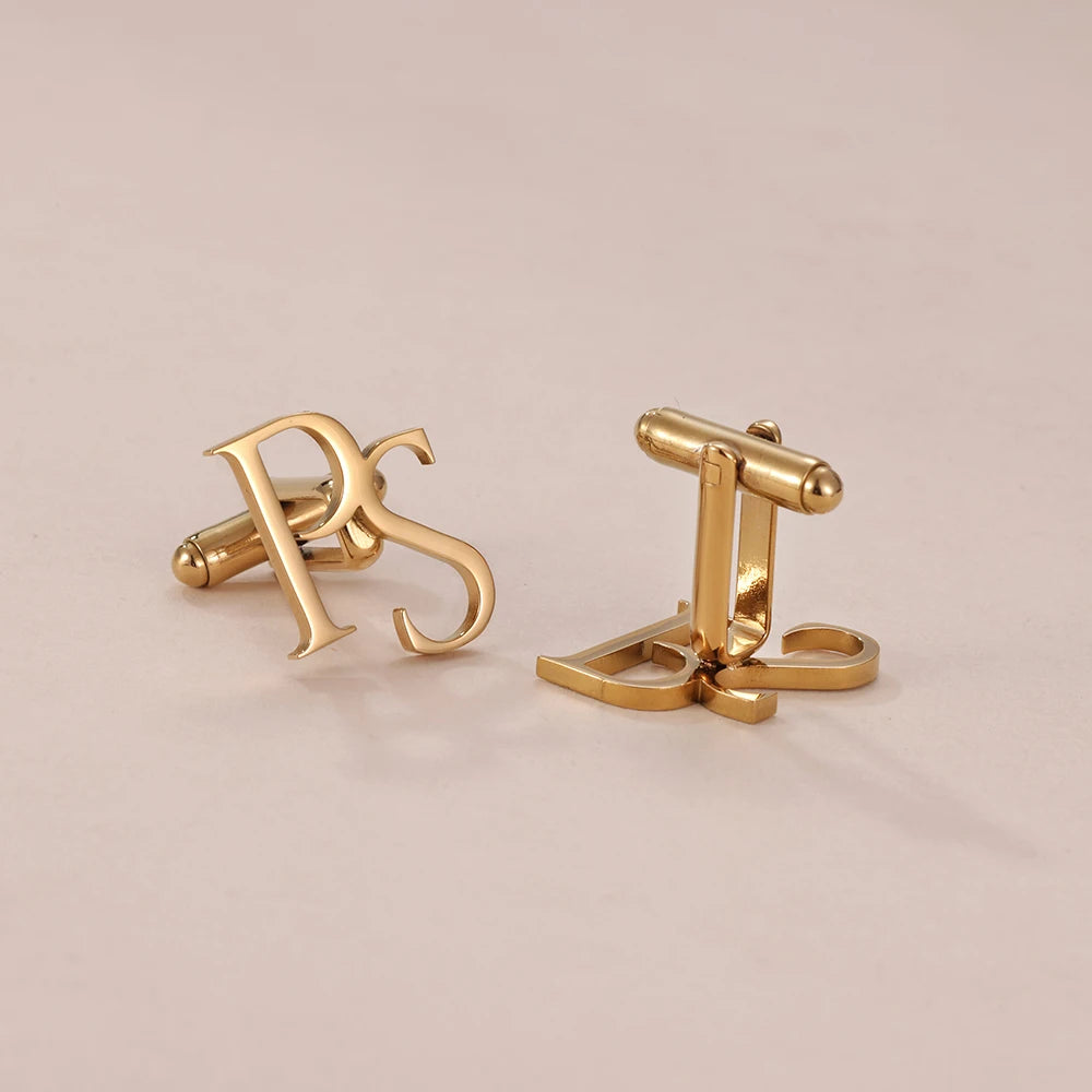 💎 Personalisierte Monogramm Manschettenknöpfe mit Initialen (2er Set) – 👔 Gravierte Edelstahl Manschettenknöpfe für Herren – 🎁 Romantisches Geschenk zum Valentinstag