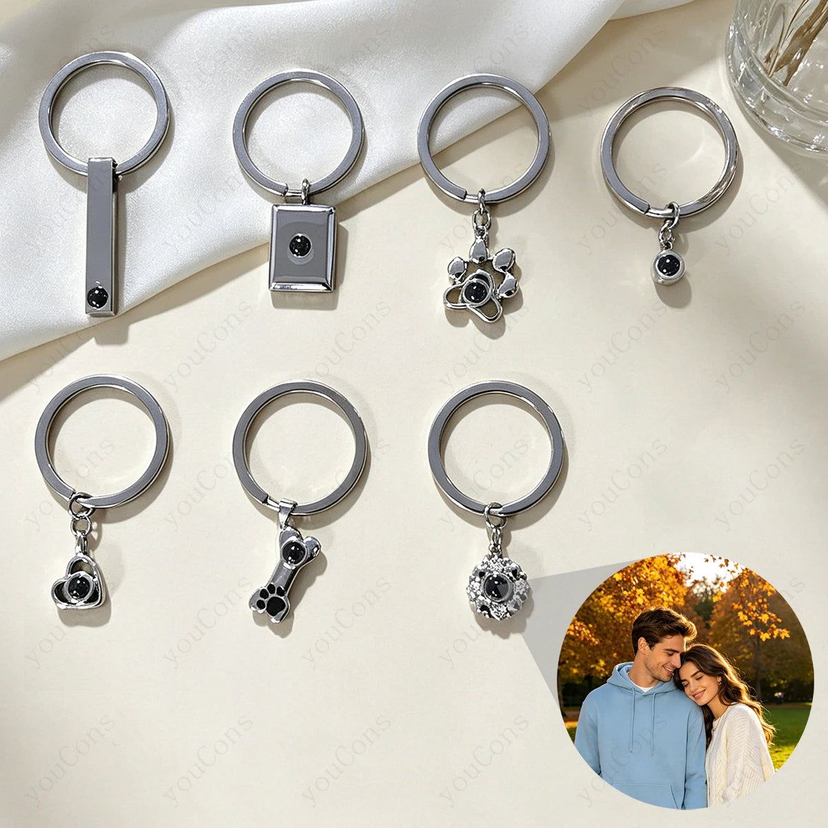 ❤️ Personalisierter Foto Projektions Schlüsselanhänger mit eigenem Bild – Edelstahl Schlüsselanhänger in verschiedenen Designs für Damen & Herren