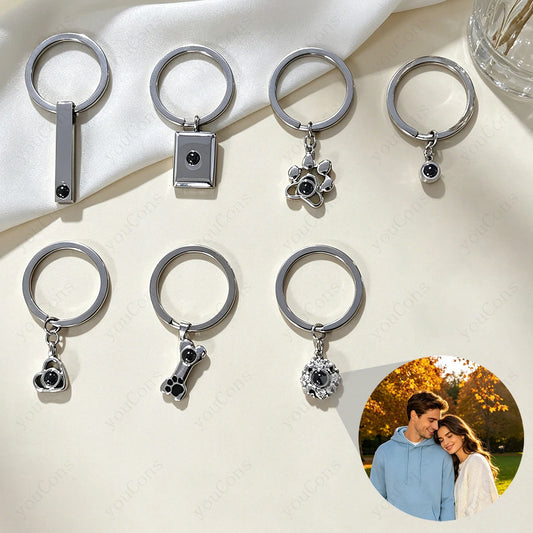 ❤️ Personalisierter Foto Projektions Schlüsselanhänger mit eigenem Bild – Edelstahl Schlüsselanhänger in verschiedenen Designs für Damen & Herren