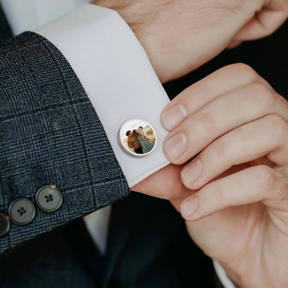 📸 Personalisierte Foto Manschettenknöpfe (2er Set) – 👔 Manschettenknöpfe mit eigenem Bild – 🎁 Hochzeitsgeschenk für Bräutigam & Trauzeuge