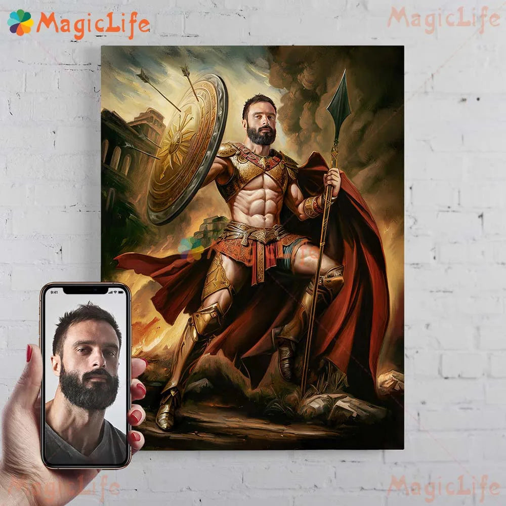 ✨ Personalisiertes Männer König & Prinz Portrait Poster – Vintage Leinwand Wandkunst
