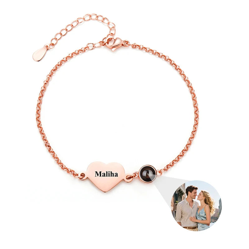 💖 Personalisiertes Foto Armband mit Name – 📸 Projektionsarmband mit Bild im Inneren – 🎁 Emotionales Geschenk für Frauen & beste Freunde